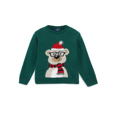 Boys Medium Green Printed Pullover